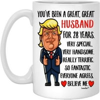 28 -та годишнина чаша Вие сте страхотен съпруг от години Aniversario de Bodas Подарък от съпруга смешна кафе чаша за мъже Керамично бяло 11oz