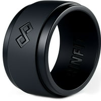 Силиконови пръстени на Rinfit за жени и мъже - двойка комплекти гумени сватбени ленти - безкрайност и диамантена круша черна