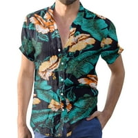 Мъже ризи цветни флорални цветя отпечатани пролетта лято ежедневни развлечения завой яка плаж на открито ваканция с къс ръкав тропически ваканционни ваканционни ризи офис бизнес