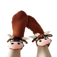 Carolilly Women Небрежни чорапи, карикатурни животни в стил пачуърк неплъзгащи чорапи