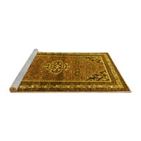 Ahgly Company Machine Pashable Indoor Rectangle Persian Yellow Traditional Area Cugs, 4 '6'
