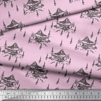 Soimoi розова памучна патица плат Кедър дърво и планина Природна отпечатана занаятчийска тъкан край двора