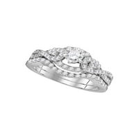 Jewels 14k бяло злато дамски кръг диамант тъкани Twist Bridal сватбена годежна лента за пръстен комплект cttw