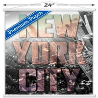 Стенски плакат в Ню Йорк с дървена магнитна рамка, 22.375 34