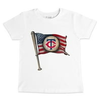 Детско мъничко бяла тениска на бейзбол на Минесота близнаци