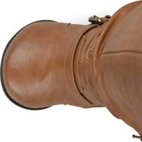 Дамски пътническа колекция бурен екстра широк прасец коляно висока отпусната Обувка тен Фау кожа 7. M