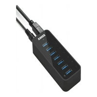 Anker USB 3. 7-пощенска главина с BC 1. Порт за зареждане до 5V 1.5A, 12V 3A адаптер за захранване, включен [чрез VL812-B чипсет] черен