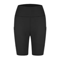Finelylove Yoga Shorts Жени летни къси панталони за жени с висока талия на талията йога солидна черна m