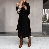 Стръм френски мързелив стил топла женска свежа зима класически колан ретро женски вълнени палта шик небрежен просвет с дълъг палто