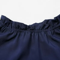 Manxivoo летни рокли жени свободно време свободно без ръкави чист цвят кръгла шия пола с качулка парти рокля тъмно синьо