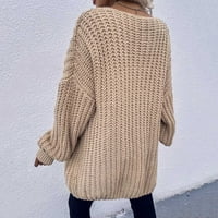 Есенни пуловери за жени с дълъг ръкав, отворен отпред свободен елегантен топъл огромен нов плетен жилетка пуловер