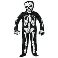 Sprifallbaby Kids Halloween Skeleton Costume Glow в тъмния комбинезон и ръкавици за лице за ролеви ролеви екипировки за малко дете S-XL