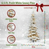 Коледа Време 6.5-Фута. Предварително осветено снежно бяло коледно дърво с прозрачно Светодиодно осветление, светодиод КТ-ВП065