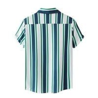 Мъжка Блуза Лятна Мода Красив Мъжки Снаждане Райета Печат Риза С Къс Ръкав Копче Риза Блуза Плаж Ежедневни Работни Върхове