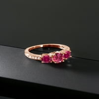 Скъпоценен Камък ЦАР 2. КТ Овал розов турмалин Червен създаден Рубин 18К розово злато позлатен Сребърен моасанит пръстен