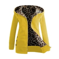Жилетка жилетка за жени, клирънс Мода Дамски топли палто яке зимен Леопард Дълъг ръкав Връхни дрехи момичета цип яке