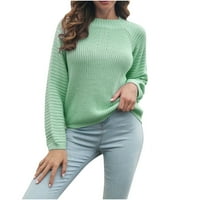 Fesfesfes жени пуловер с дълги ръкави върхове кръг на шията разхлабена пуловер върхове солиден цвят блуза плетен пуловер под 10 долара