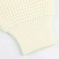 Малка вафла плетани за дамски отворен предни предни ръкави пуловер класически годни върхове джъмперен бутон на джъмпера надолу пуловер бял xl