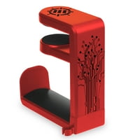 Игрален държач за слушалки стойка за слушалки с регулируема въртяща се ръка под скоба за бюро дизайн универсална форма и вграден организатор на кабелна клип - Червен