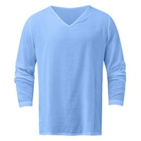 Смешни тениски за мъже мъжки ежедневни твърди специални в врата Дълъг ръкав Мода хлабав блуза тениска синя ххл