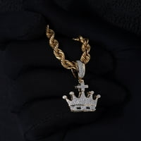 Имперски 10к жълто злато 1 3кт диамантена корона Хип-хоп висулка За Мъже