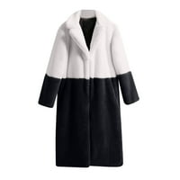 Дамски зимни палта, жените, зимни топли палта зимно палто топло пухкаво зимно яке дълъг ръкав връхни дрехи бели XL