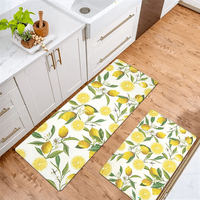 Комплект кухненски килими от лимон анти умора водоустойчив петна, устойчив на пода килим, неплъзгащ се избърсване чиста подложка на пода, 17 x48 +17 x28