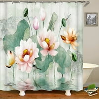 Водоустойчива душ завеса за баня лотос цветя флорална природа печат домашна декорация завеса с кука40x завеса