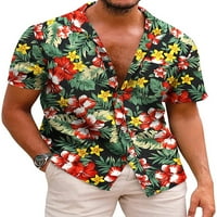 Секси Денс мъжки Блузи с къс ръкав тениска Ревера врата летни ризи ежедневни тениски Ваканция блуза стил л 4ХЛ