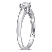 Миабела Женски карат Т. У. принцеса-шлифован диамант 10кт Бяло Злато пасианс годежен пръстен