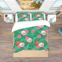 Дизайнарт 'модел с кокосови орехи и цветя' тропически пухен капак комплект