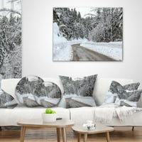Дизайнарт мъглив Зимен път в Словения-пейзажна отпечатана възглавница за хвърляне-18х18