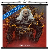Сезонът на Netfli The Witcher - Geralt от Rivia Wall Poster с дървена магнитна рамка, 22.375 34