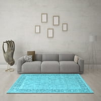Ahgly Company Indoor Square Oriental Light Blue Industrial Area Rugs, 5 'квадрат