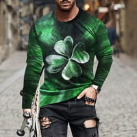 Мъжки модни ежедневни ивици отпечатани ризи с дълъг ръкав върхове блуза зелено l