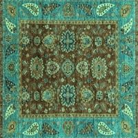 Ahgly Company Indoor Square Oriental Turquoise Blue Traditional Area Rugs, 8 'квадрат