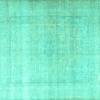 Ahgly Company Machine Pashable Indoor Rectangle Persian Turquoise Blue Traditional Area Rugs, 5 '7'