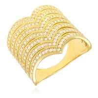 14к жълто злато симулирани диамант посочи Шеврон в-форма широка лента пръстен