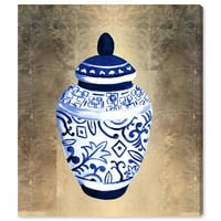 Флорални и ботанически картини за стена принтове 'Джулиан Тейлър - китайски порцелан' флорални мотиви-синьо, златно