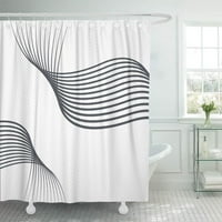 Черни графични линии модел абстрактни ивици криви решетки клетки декор за баня баня за душ завеса