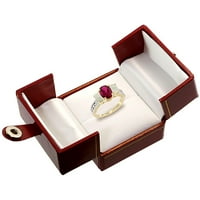 14k жълто злато Diamond HQ Ruby Ring Овал 3-камен с опал, размер 10
