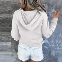 Cuhas суичър за жени дамски върхове модни ежедневни силни отпечатани пуловер пуловер пуловер дамски качулки бели s