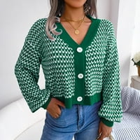 Кардигански пуловери Fatuov за жени - есента и зимата с дълъг ръкав и райета принтно яке с 50% отстъпка