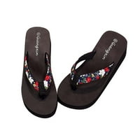 Чехли за жени & мъже клирънс, дамски летни флорални джапанки клин петата платформа джапанки плажни обувки