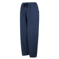 Мъжки ежедневни ленени панталони еластични памучни панталони за талия свободен памучен памучен спален комфорт дълъг панталон л. L