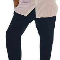 Niuer мъжки панталони панталони панталони еластична талия с дълъг панталон от дъна на салони твърди цвят тъмно сив m